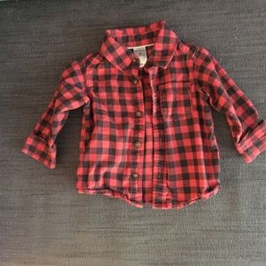 Red and black 6 month flannel